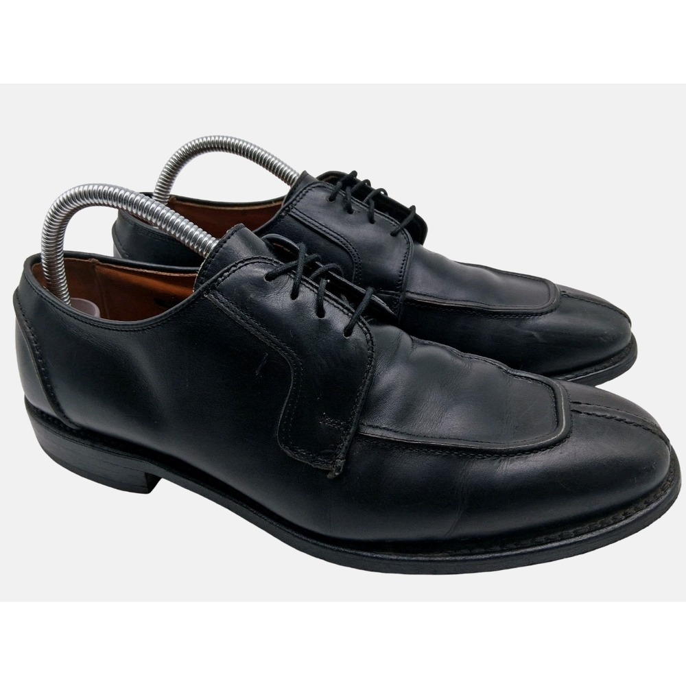 Allen Edmonds Hancock Shoes Mens Size 9 Black Leather Apron Toe Derby Made USA